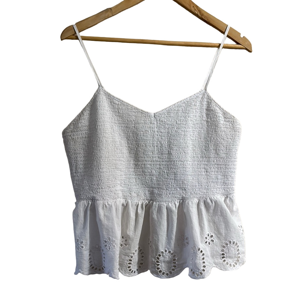 No Boundaries White Smocked Peplum Camisole